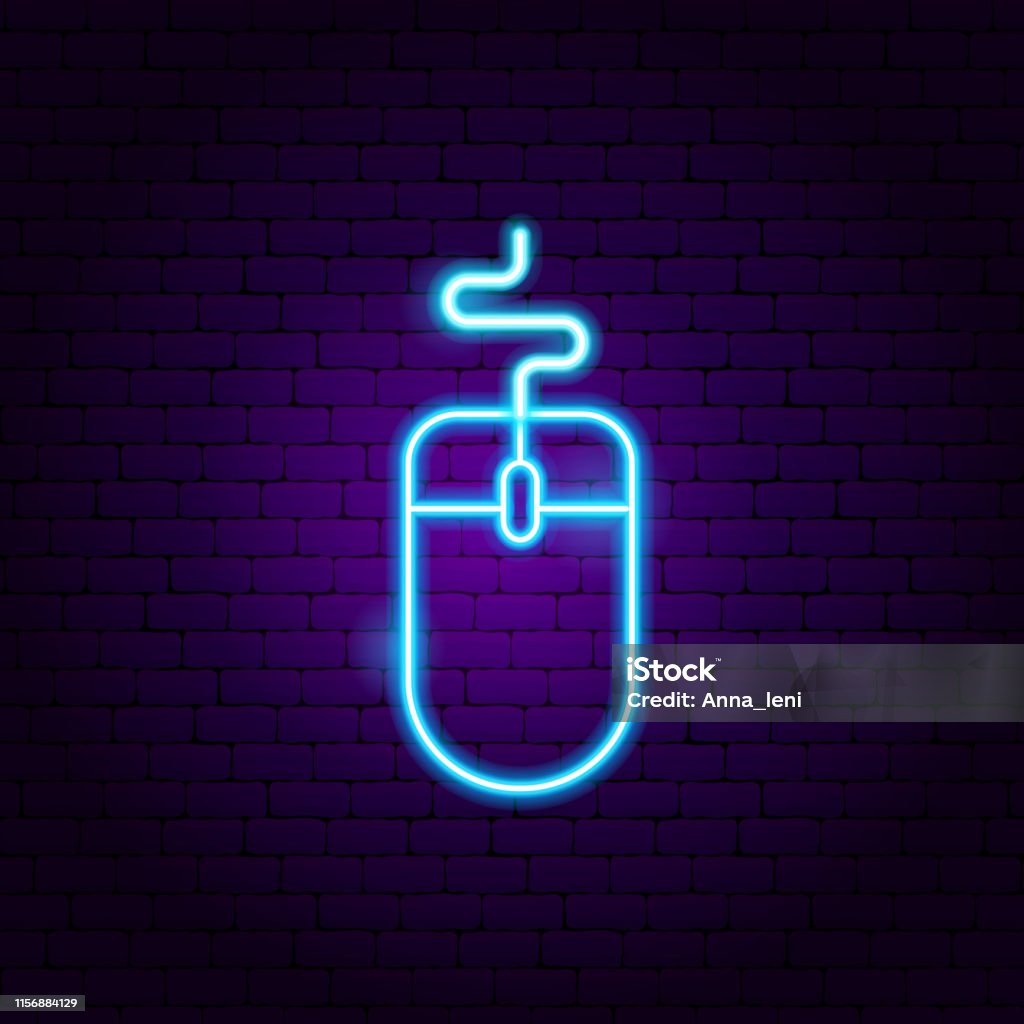 Computer Mouse Neon Label Stock Illustration - Download Image Now ...