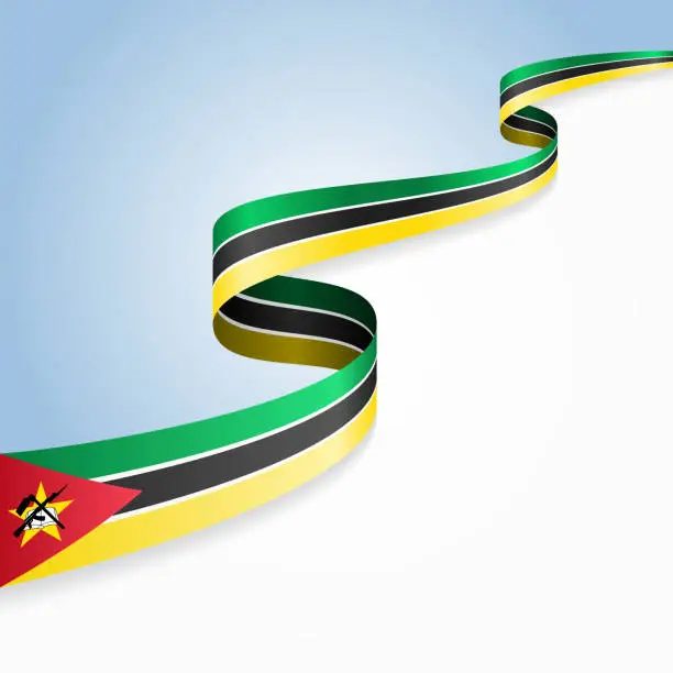 Vector illustration of Mozambique flag wavy abstract background. Vector illustration.