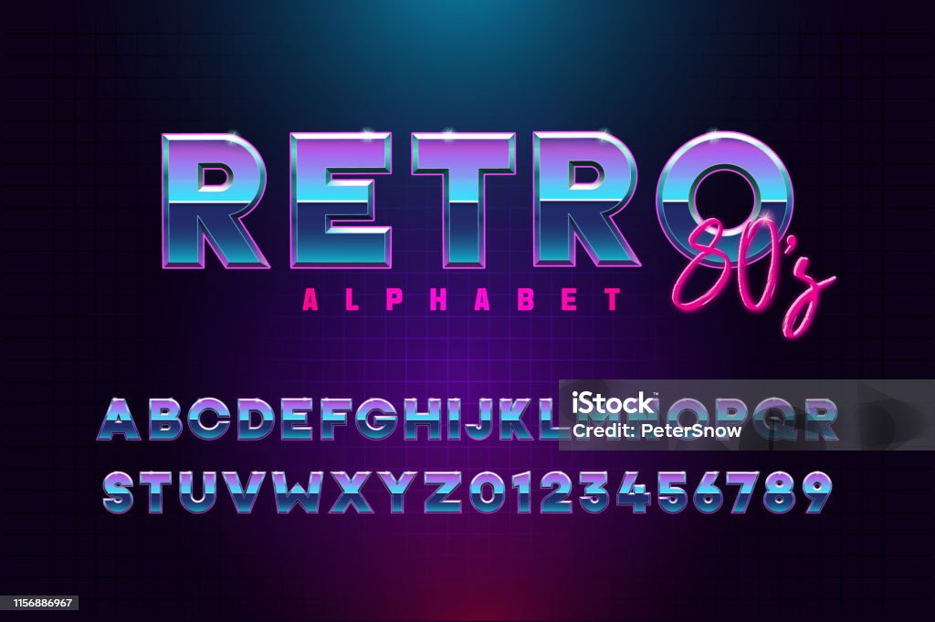 Retro Font Effect Based On The 80s Vector Design 3d Text Elements Based ...