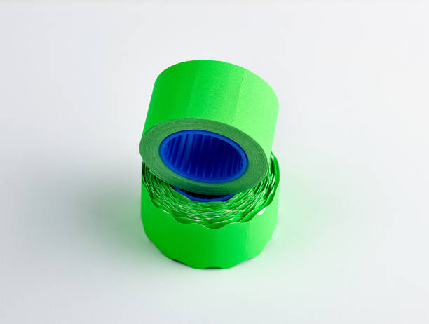 istock coil with green empty sticky price tags on white background 1156890041