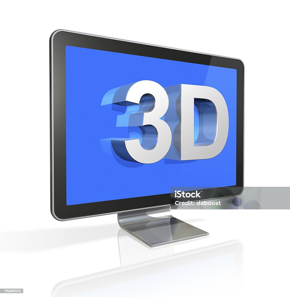 Tre dimensionale schermo televisivo con testo 3D - Foto stock royalty-free di Arte, Cultura e Spettacolo