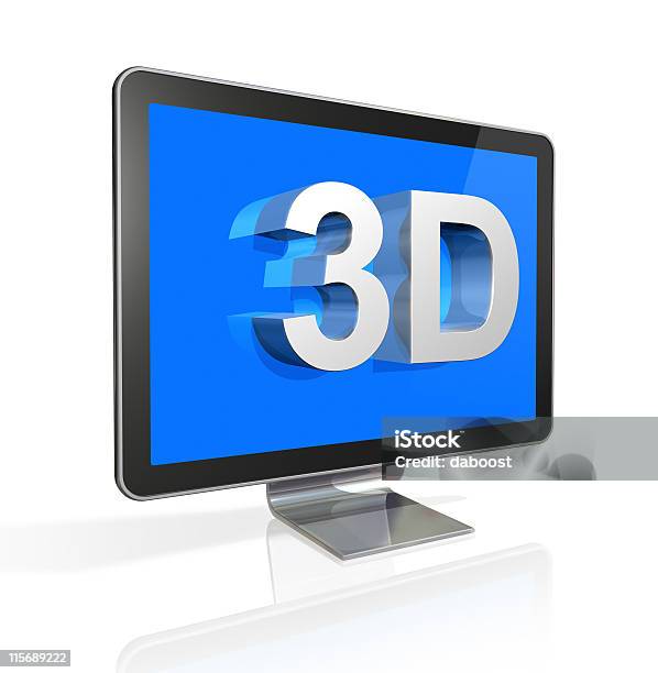 Tre Dimensionale Schermo Televisivo Con Testo 3d - Fotografie stock e altre immagini di Arte, Cultura e Spettacolo - Arte, Cultura e Spettacolo, Attrezzatura elettronica, Bianco