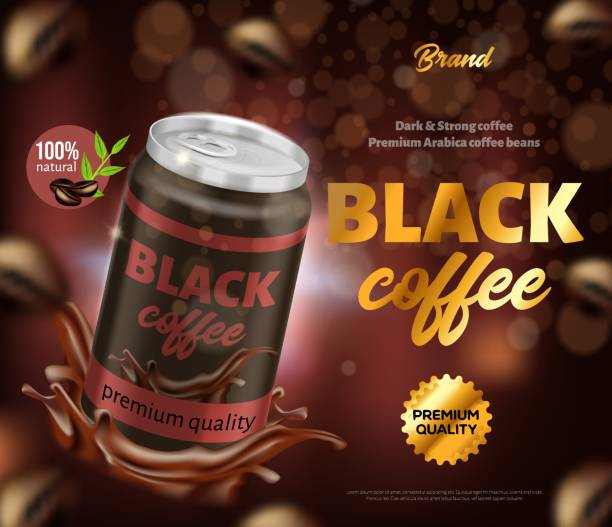 schwarze natürliche premium qualität kaffee ad banner - coffee aromatherapy black black coffee stock-grafiken, -clipart, -cartoons und -symbole