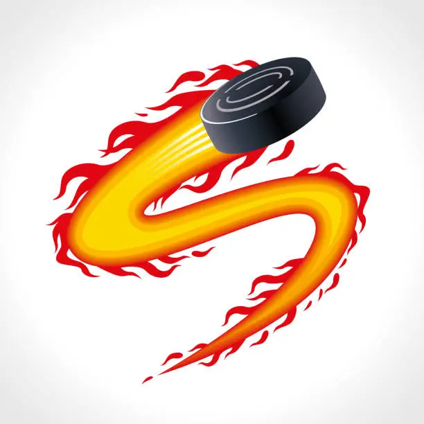 Vector illustration of Hockey Puck with Extremely Fast Fire Effect