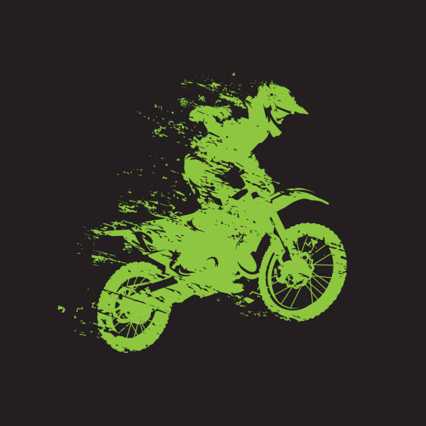 wyścig motocrossowy, motocyklista na motocyklu, odosobniona ilustracja wektorowa - dirt jumping stock illustrations