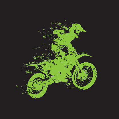 Motocross race, rider on motorbike, isolated vector illustration