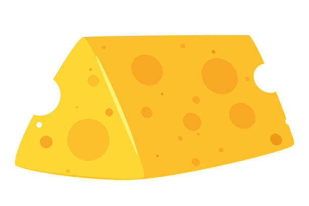 иллюстрация швейцарского сыра плоский вектор - cheese portion backgrounds organic stock illustrations