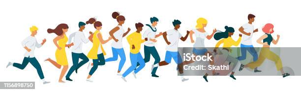 People Racing Icon People Racing Flat Vector Characters Set Stock Illustration - Download ...