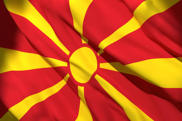 3d rendering of Macedonia flag 3d rendering of a Macedonia national flag waving north macedonia stock pictures, royalty-free photos & images