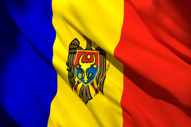 istock 3d rendering of Moldova flag 1156898958