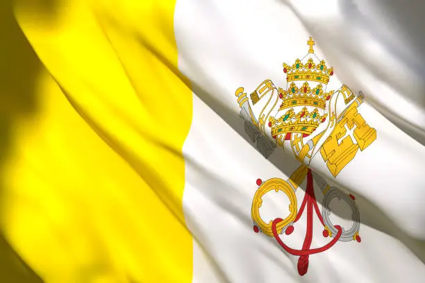3d rendering of a Vatican national flag waving