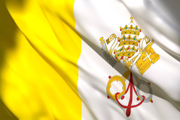 梵蒂岡國旗的3d渲染 - pope 個照片及圖片檔