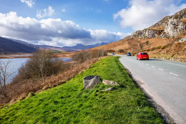 Photo of Beautiful road of  Snowdonia national park.  Snowdonia is a mountainous region in northwestern Wales in the United Kingdom.