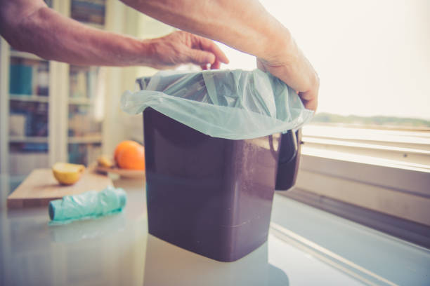 Biodegradable bag for Food waste, Composting at Home and Zero Waste Food waste, Composting and Zero Waste biodegradable photos stock pictures, royalty-free photos & images