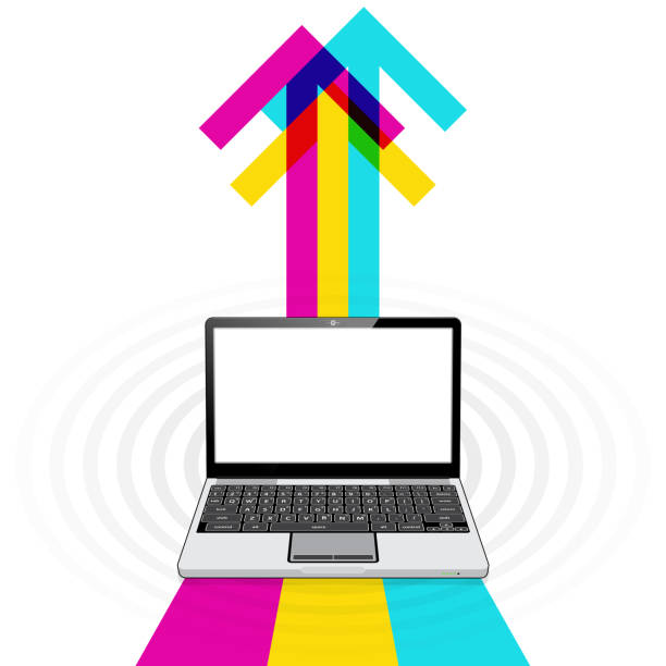 strumień danych laptopa - data mobility downloading digital tablet stock illustrations