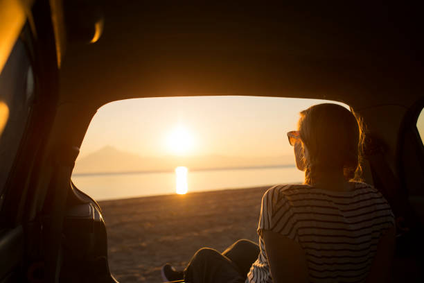 istock Watching the sunset on the beach 1156903008