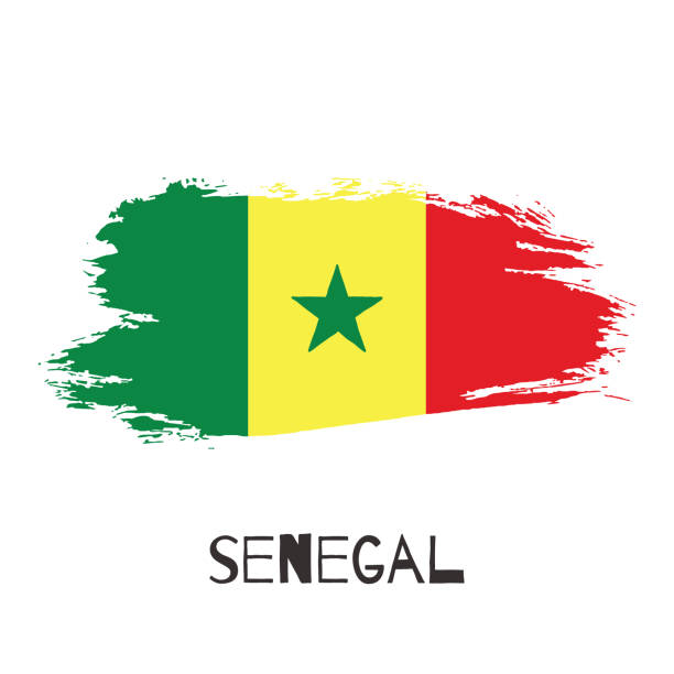 illustrazioni stock, clip art, cartoni animati e icone di tendenza di icona della bandiera nazionale dell'acquerello vettoriale del senegal - senegal africa vector illustration and painting