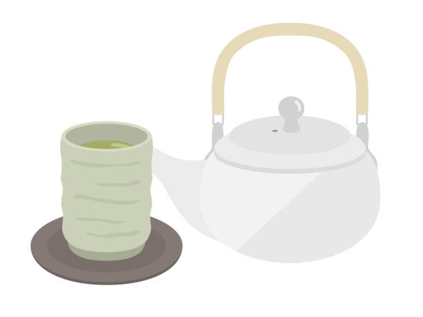 teekanne - japanese tea cup stock-grafiken, -clipart, -cartoons und -symbole