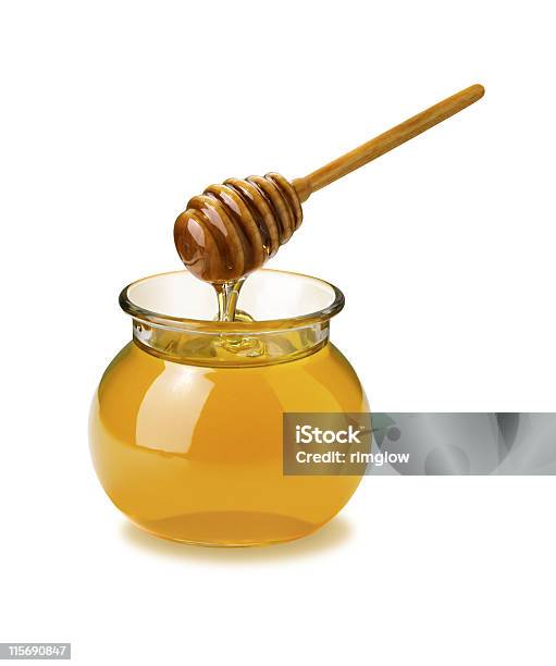 Honey Jar And Dipper Stock Photo - Download Image Now - Color Image, Container, Cut Out