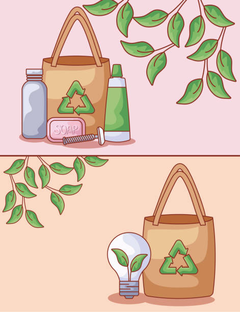 istock paper bags with set icons ecological 1156916571