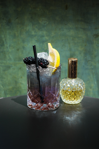 Elegant Cocktail Drink in purple blue