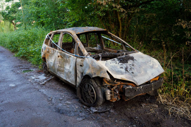 istock Burnt out ruin of a car 1156919764