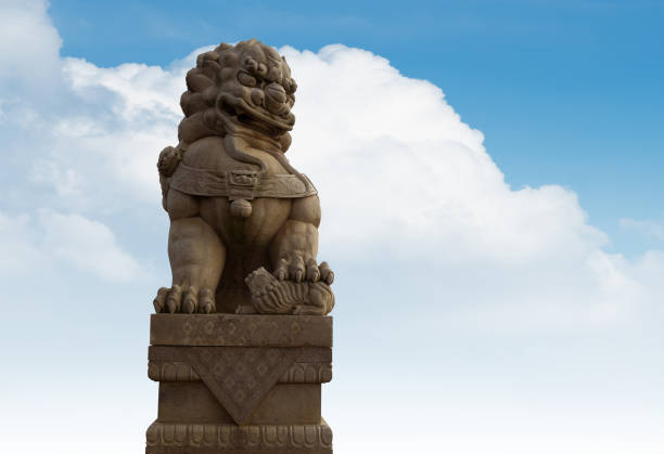 istock Buddhist sculpture. Singha Stone statue in Bangkok, Thailand 1156919989