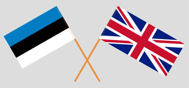 영국과 에스토니아. 영국 및 에스토니아 국기 - estonia flag pennant baltic countries stock illustrations