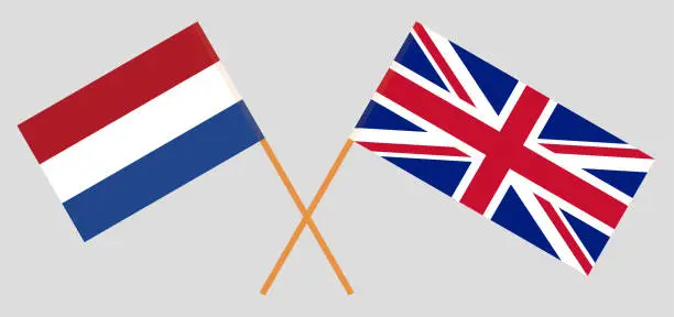 Vector illustration of The UK and Netherlands. British and Netherlandish flags