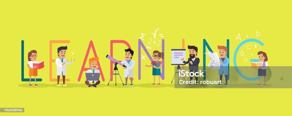 Learningbanner Learning Banner Educational Concept Laboratory Stock Illustration ...