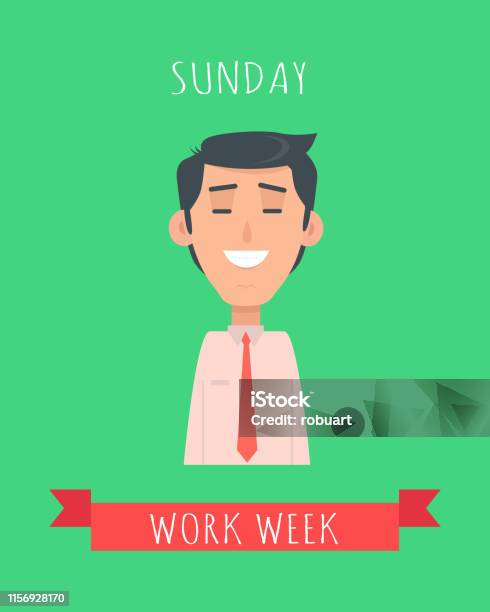 Work Week Emotive Vector Concept In Flat Design Stock Illustration ...