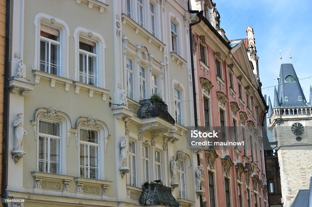 Old Town Prague Cityscape and Stare Mesto of Prague Architecture Stock Photo