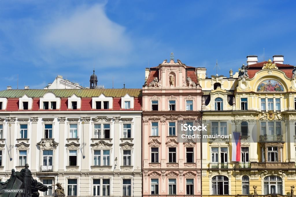 Old Town Prague Cityscape and Stare Mesto of Prague Architecture Stock Photo