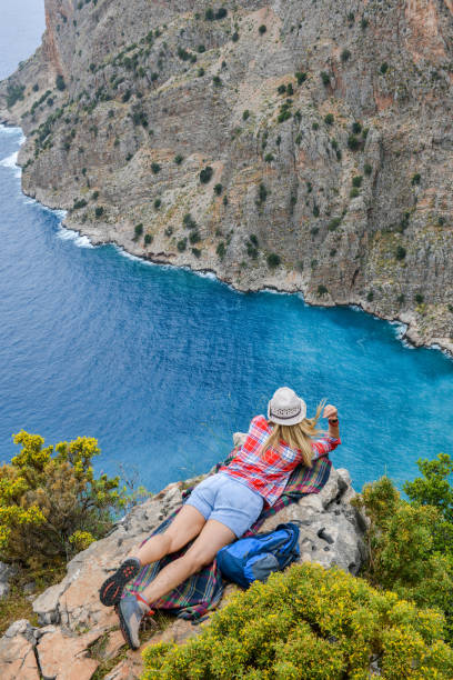 istock Butterfly valley. Hiking woman 1156934448