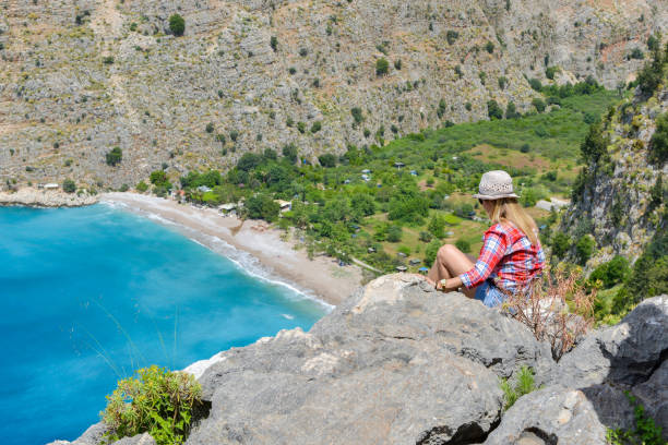 istock Butterfly valley. Hiking woman 1156936773