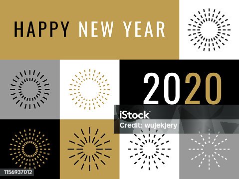 istock happy new year 2020 greeting card with fireworks 1156937012