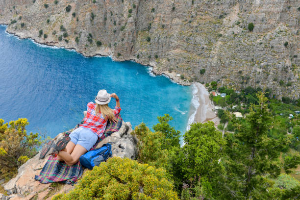 istock Butterfly valley. Hiking woman 1156939212