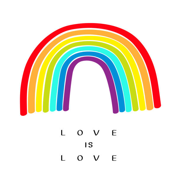 Rainbow On Black Background Love Is Love Text Quote Colorful Line