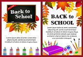 Back to school letterings in frames, stationery, textbooks