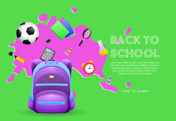 istock Welcome back to school lettering with stationery 1156942358
