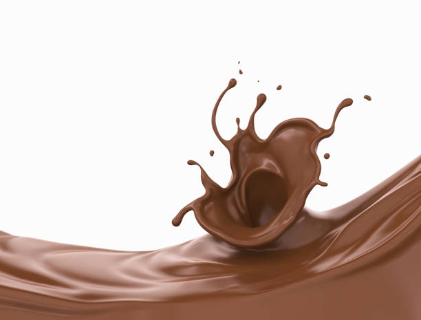 배경에 고립 된 초콜릿 스플래시. - drink close up dairy product flowing 뉴스 사진 이미지