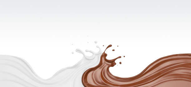 istock Wave of Chocolate or Cocoa splash mix with white Milk. 1156944495
