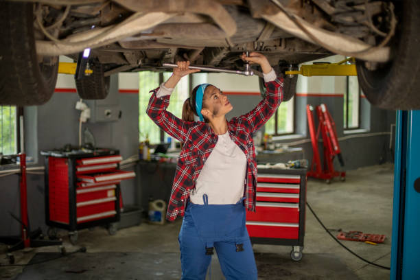 istock Beautiful woman mechanic 1156945436