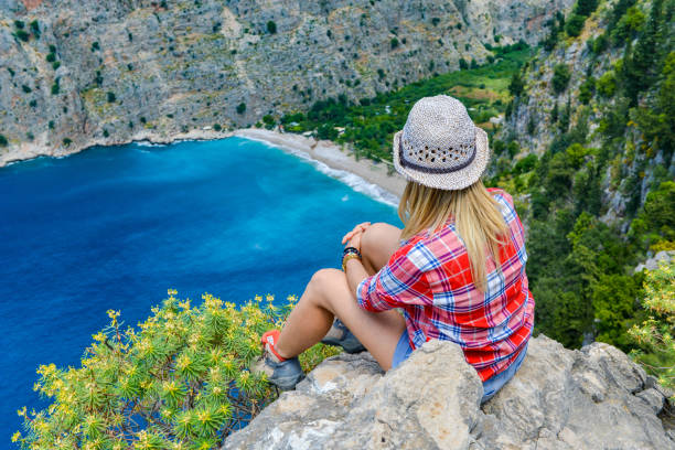 istock Butterfly valley. Hiking woman 1156945839