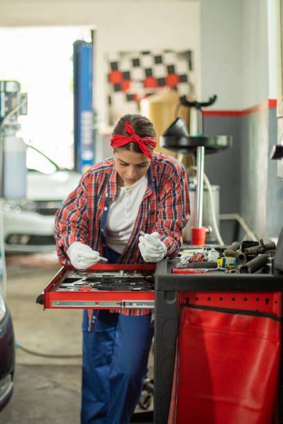 istock Beautiful woman mechanic 1156947021