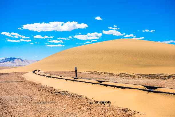 istock Railway tracks after sand storm, Namibia 1156947147