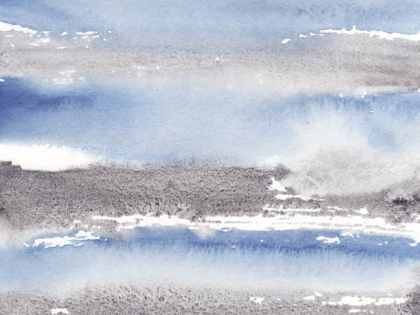 istock abstract Watercolor Wet blue and black striped Background with stains 1156947268