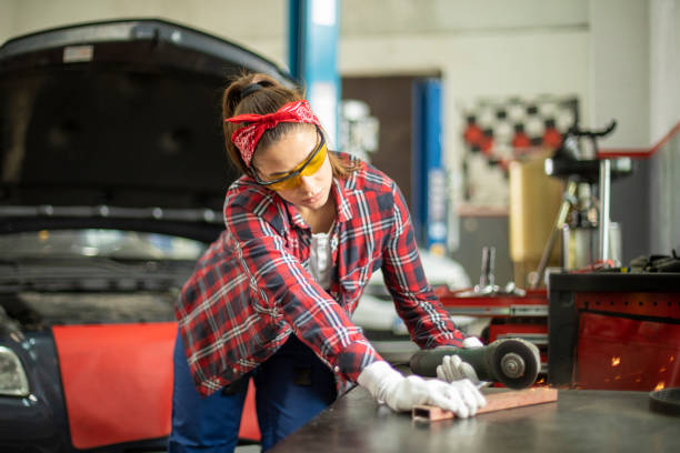 istock Beautiful woman mechanic 1156948499