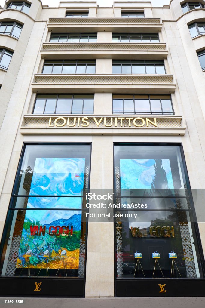 Louis Vuitton Fashion Luxury Store Windows In Champs Elysees In