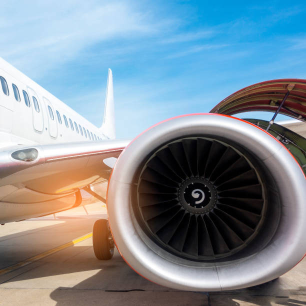 istock Airplane being preparing ready for takeoff in international airport 1156971412